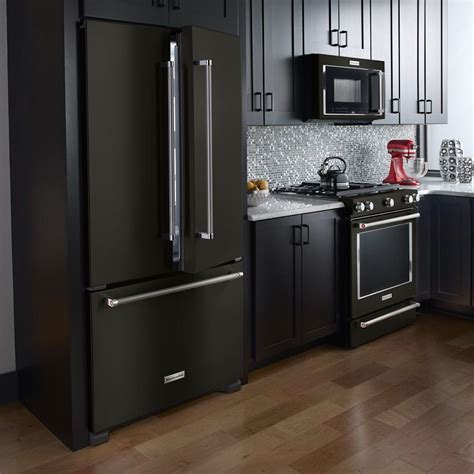 black stainless steel kitchen appliances